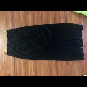 Long Pencil Black Skirt with Zippers Pockets